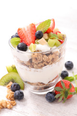 muesli with yogurt and fruits
