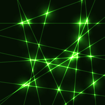 Random Green Laser Beams On Dark Background