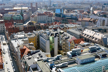 Old european city Wroclaw. Poland, red roofs and cathedrals