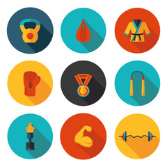 flat icons of martial arts