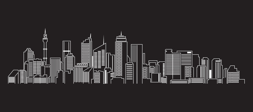Cityscape Building Line art Vector Illustration design Sydney