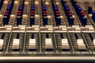 selective focus sound mixer background.