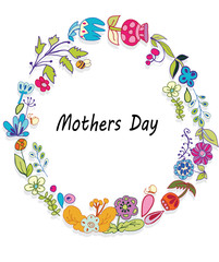 colorful abst
ract floral background with floral elements, colors, circle, vector mother's day card,
