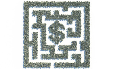 Financial Maze Labyrinth made of usd banknotes