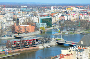 Old european city Wroclaw. Poland, red roofs and cathedrals