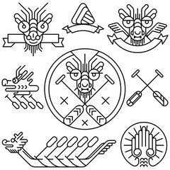 Dragon icon line drawing for Chinese Dragon boat festival