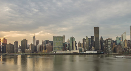 New York City Midtown Panorama at sunset, high-angle view from Long Island City.