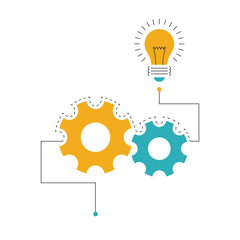 Concept idea with gear wheels and bulb