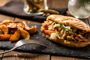 Chicken doner kebab with potatoes