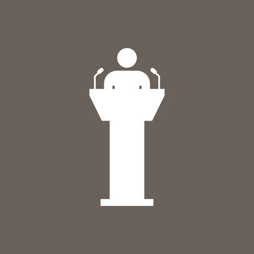 recommend clip art: Speakers Podium Icon on Dark Gray Color. Eps-10.
