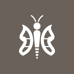 Butterfly Icon on Dark Gray Color. Eps-10.