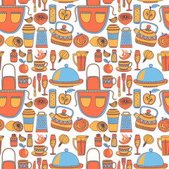 Doodle style kitchenware seamless pattern 