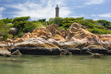 Lighthouse Ke Ga,Vietnam, rocks in the sea