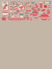Doodle set of kitchenware items