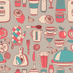 Doodle set of kitchenware items