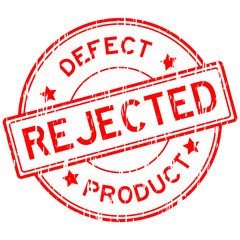 Red grunged reject and defect product stamp