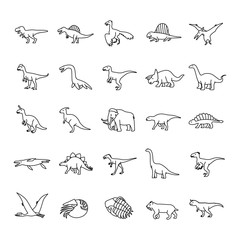 Prehistoric Animals Outlines vector icons © naripuru