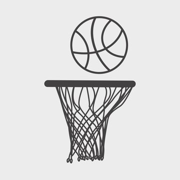 basketball icon or sign. Design element ball and basket