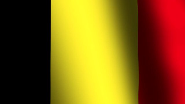The national waving flat  flag of Belgium. black, yellow and red background, 3d effect.