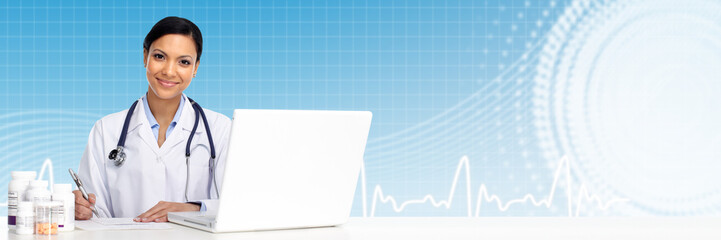 Asian Doctor woman with pills.