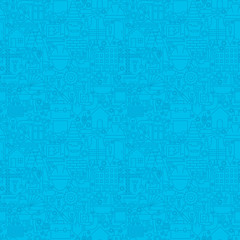 Thin Line Blue Construction Seamless Pattern