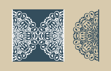 Template greeting card with openwork pattern