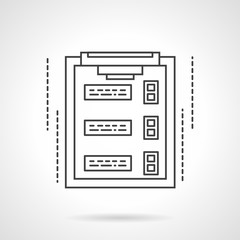 Checklist on clipboard flat line vector icon