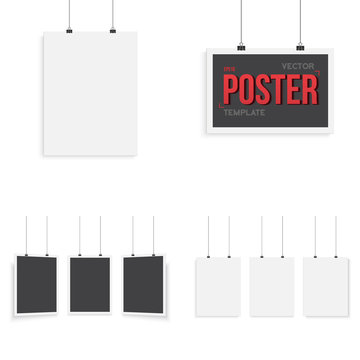 Isolated Vector Poster Mockup Set. Realistic EPS10 Vector Set Pa
