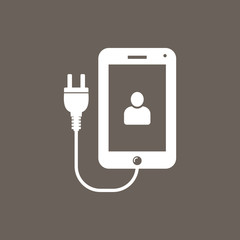 Mobile Charging Icon on Dark Gray Color. Eps-10.