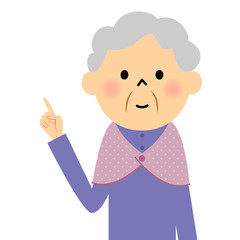 シニア おばあちゃん 指をさす