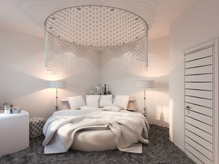 3d render interior design bedroom displayed in the polygon mesh.