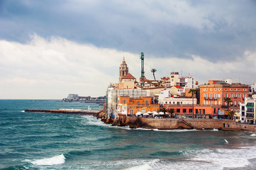 Fototapeta premium Coastline of summer resort Sitges, Spain