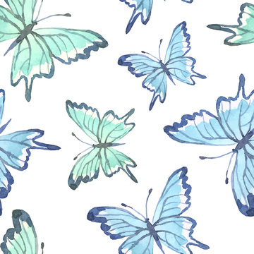Seamless pattern with butterflies.