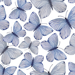 Watercolor seamless pattern with butterflies. Vector background with butterflies for your design. - 106807503