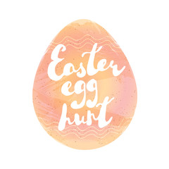 Easter greeting card. Handwritten text "Easter egg hunt" 