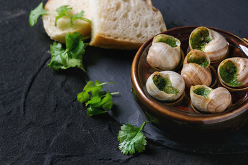 Ready to eat Escargots de Bourgogne snails © Natasha Breen