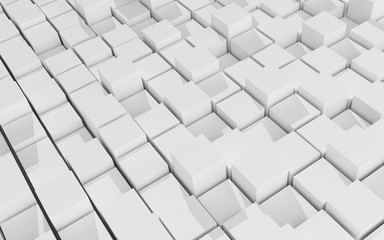 Fototapeta na wymiar 3d rendering of white cubic random level background.
