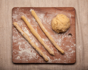 Dough on flour