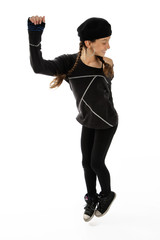 Adorable teen dancing and jump