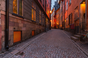 Fototapeta na wymiar Gamla Stan at night, Stockholm