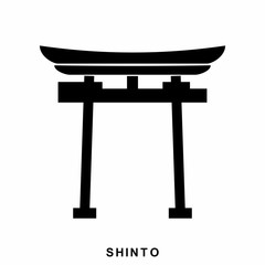 Japan Gate. Shinto - a symbol of Shintoism. Shinto icon in flat style isolated on white