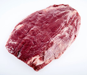Prime cut of raw matured beef flank steak