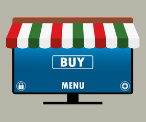 Fototapeta premium Smart TV with different icons, flat design
