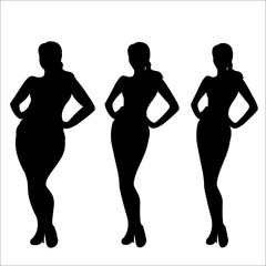 Female weight- stages of weight loss silhouette