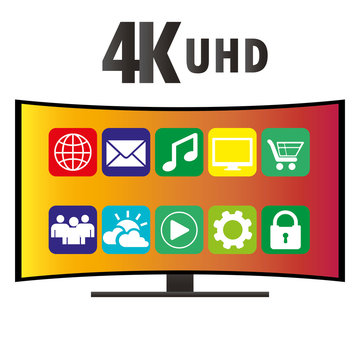 4K Ultra HD Modern Curved Screen Smart TV, vector