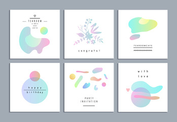 Set of creative universal cards. Wedding, anniversary, birthday