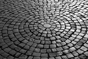 Stone texture of the road pavement of the street