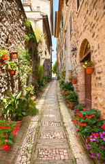 Beautiful street in Spello. Italy