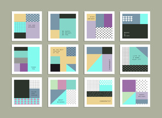 Collection of universal cards. Templates with geometric patterns