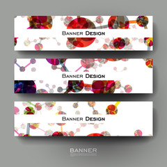 Beautiful banner vector template with DNA molecule background